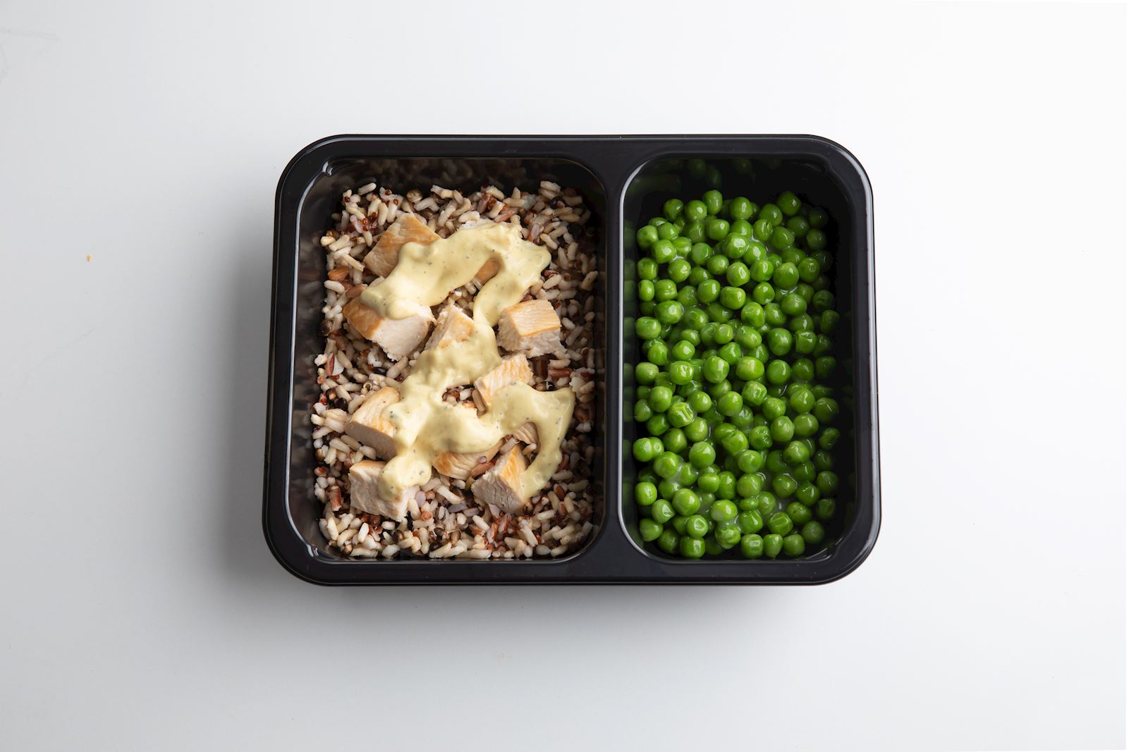 Chicken Black Pepper Sherry Sauce with Multigrain Rice and Peas