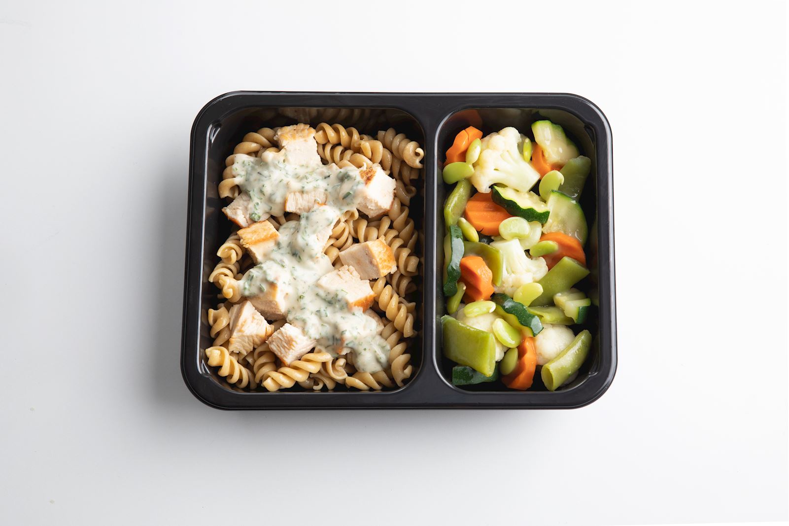 Pesto Chicken with Whole Wheat Rotini and Mixed Vegetables