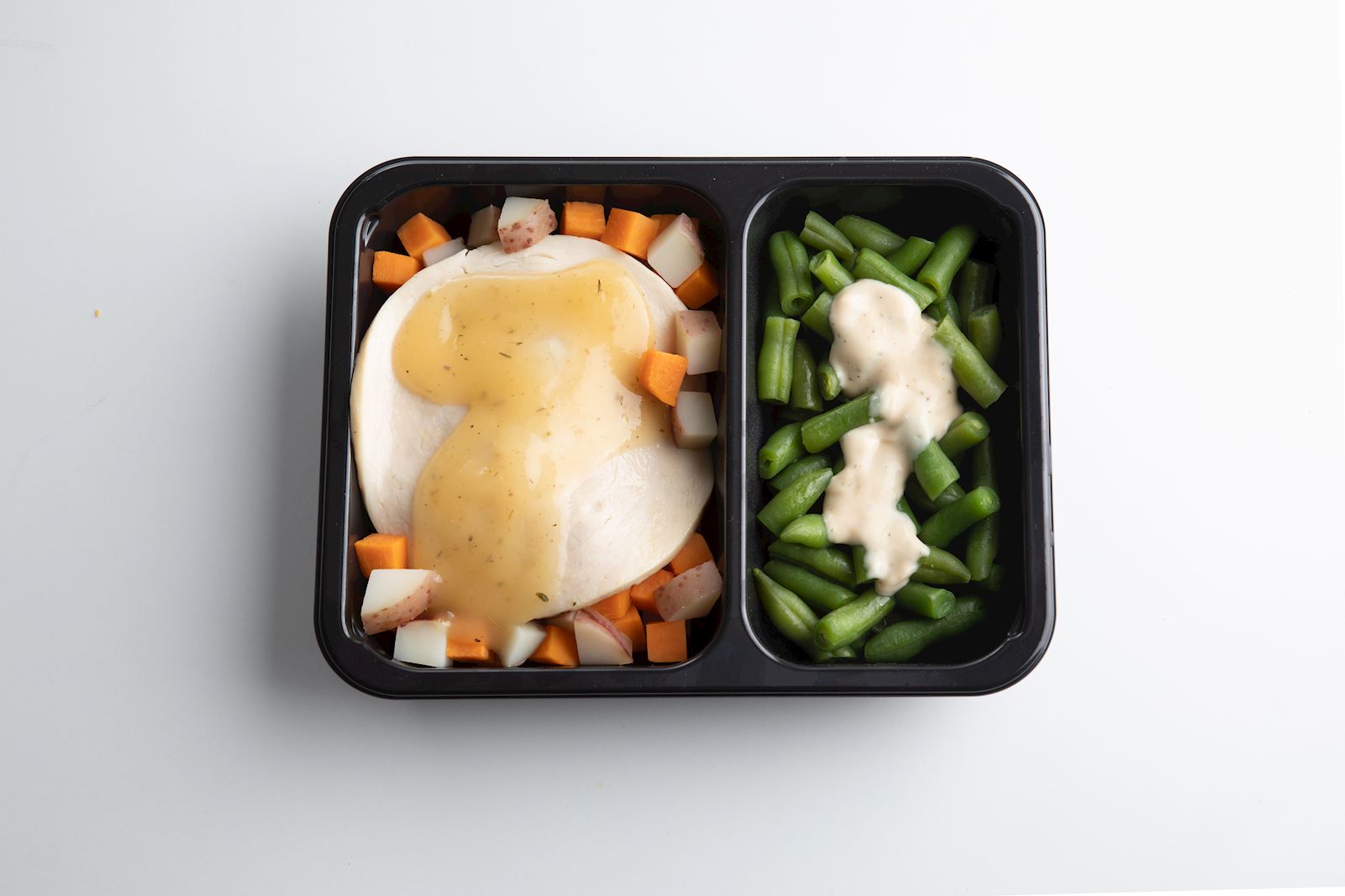 Turkey with Poultry Gravy, Potato Medley and Green Bean Casserole