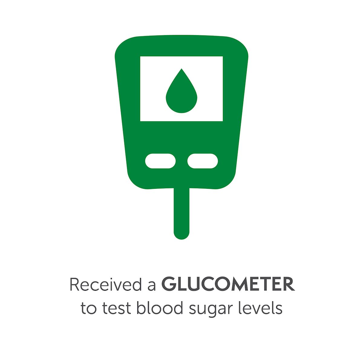 Received a glucometer to test blood sugar levels